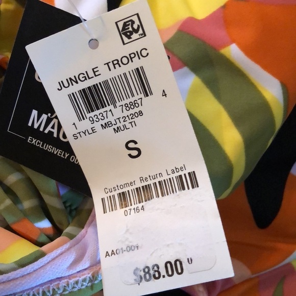 Bar III MULTI Printed Ring One-Piece Swimsuit, US Small - Picture 3 of 4